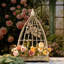  Cage à oiseaux décorative rétro avec accents de fleurs et anneau supérieur, cage à oiseaux, décoration élégante pour toute pièce