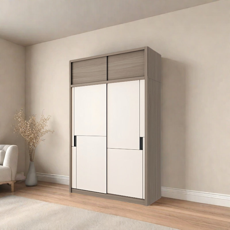 Armoire moderne à porte coulissante simple, H 98,43 po x l 55,12 po x P 23,62 po