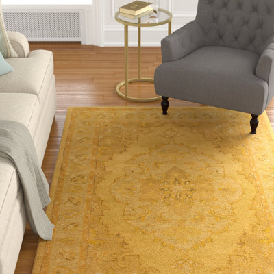 Eaddy Oriental Hand-Tufted Wool Bright Gold/Butter Area Rug