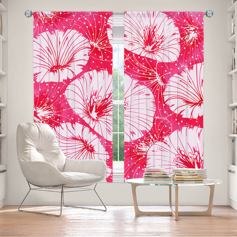 Paire de rideaux obscurcissant en polyester Rogich, Rose / blanc, L 40 po x L 82 po