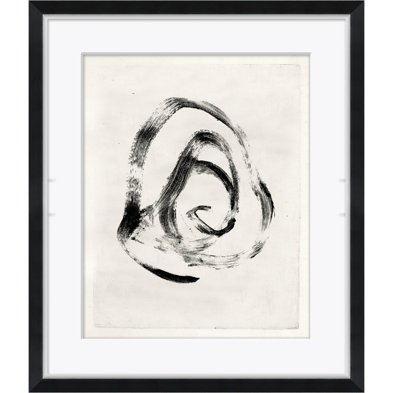 «Black & White Swirl» - Peinture encadrée sur papier