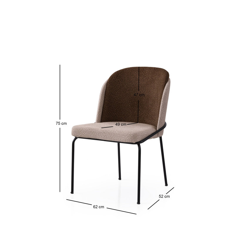 Ensemble de chaises modernes 4 pièces, doré et crème / brun | Structure 100% fer, siège en panneau de particules recouvert de mélamine, dossier en contreplaqué | Dimensions: 24,4 po x 29,5 po x 20,5 po | Capacité de poids maximale: 386 lb | Conception élégante et durable pour la salle à manger et les espaces de vie