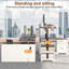 Bureau debout électrique en L 55 po, bureau de coin debout à hauteur ajustable avec prises de courant, tiroirs de rangement et porte coulissante pour bureau à domicile-538122403-552394451