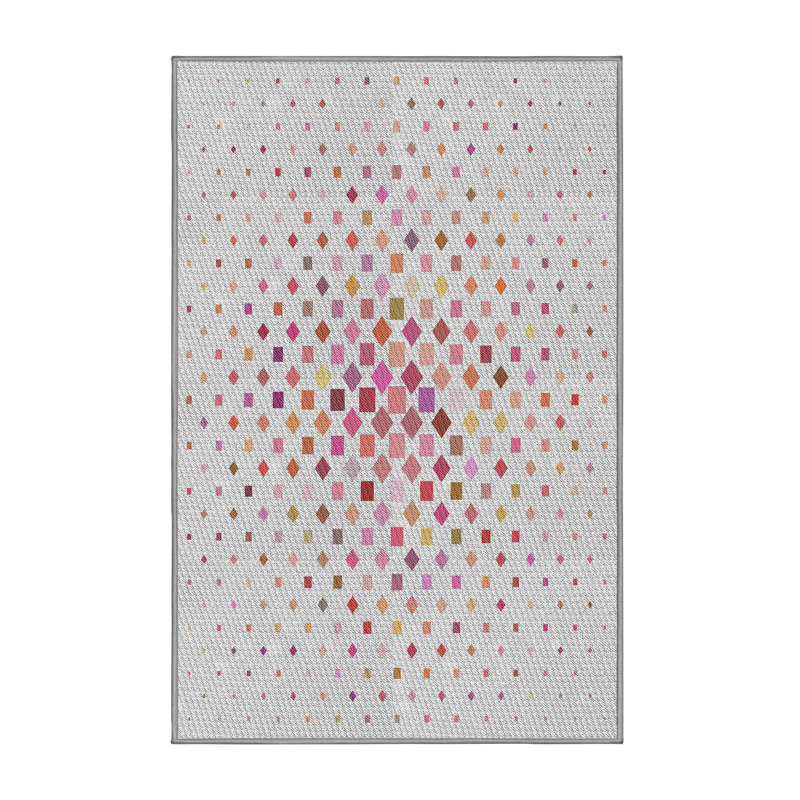 Tapis rose/rouge/brun à motifs, Rectangle 2 pi x 3 pi
