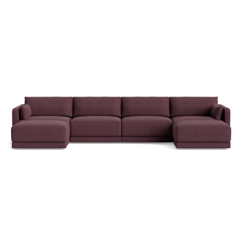 Eva Double Chaise Sectional, Performance Weave - Aubergine