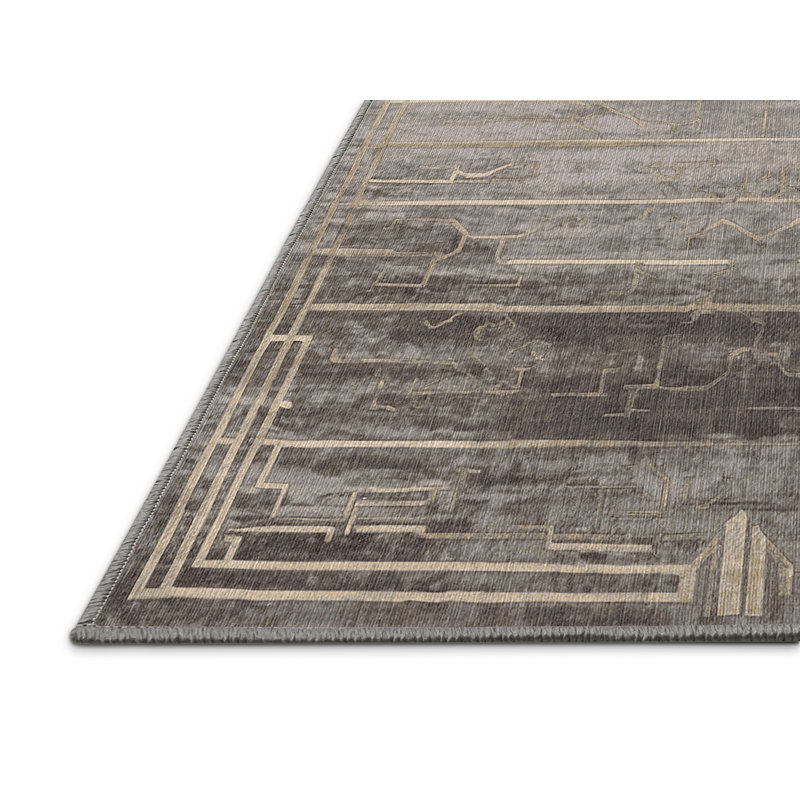 Machine Washable Gray Area Rug, Rectangle 6' x 9'