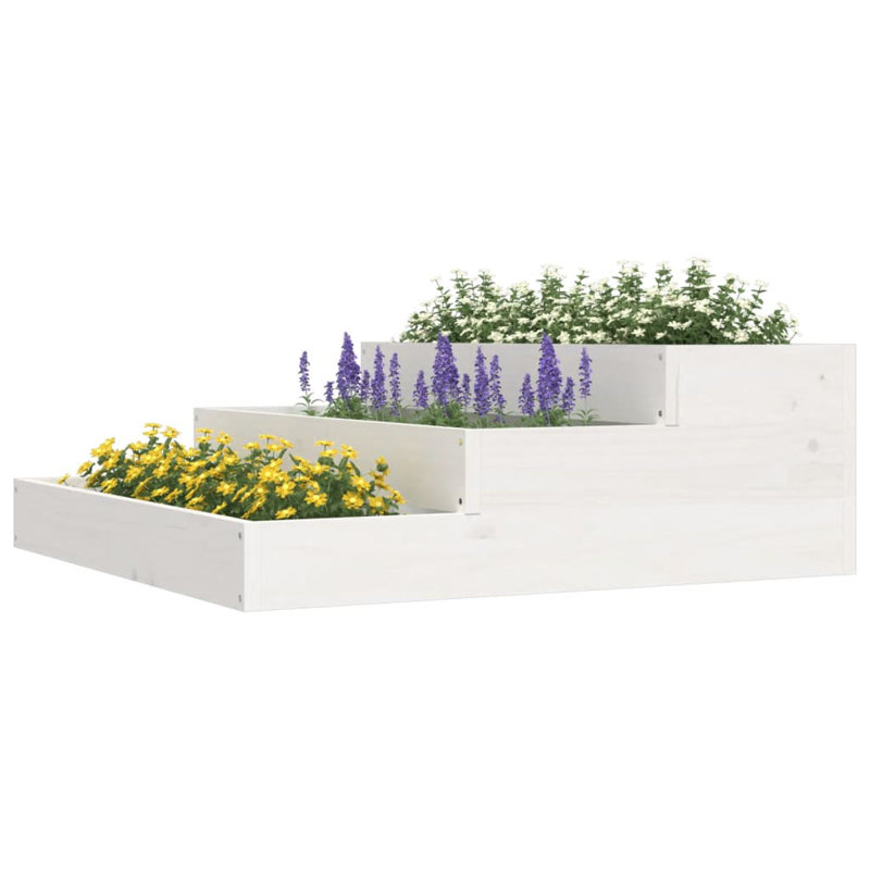 Anneclaar Self-Watering Wood Raised Garden Bed, 27cm H x 78cm W x 78cm D, White