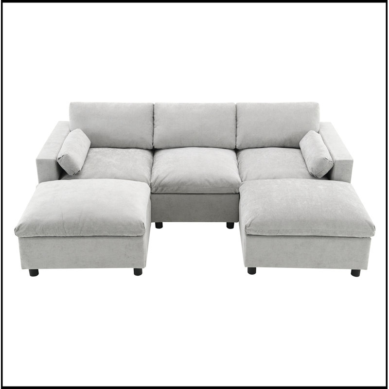 Canapé modulaire confortable en forme de U avec rangement et conception polyvalente pour la détente, Gris