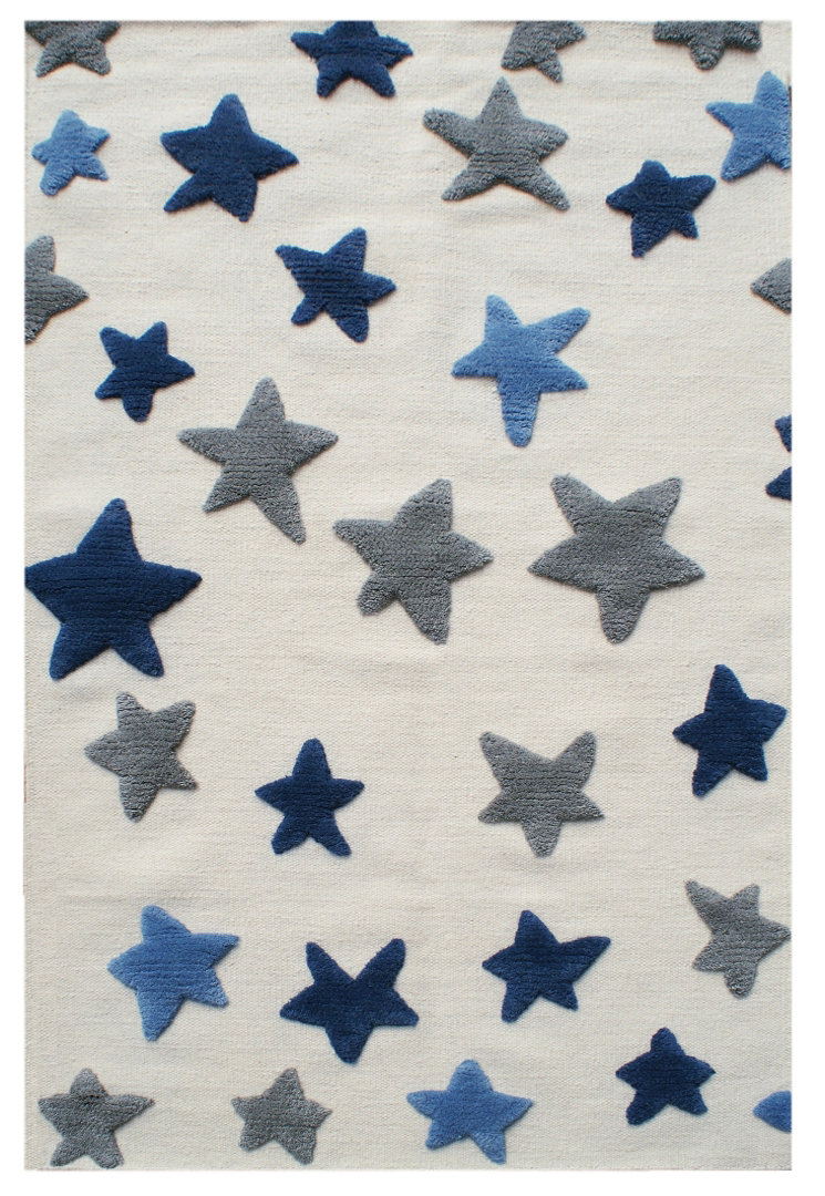 Handwoven Wool Grey/Blue Children's Rug