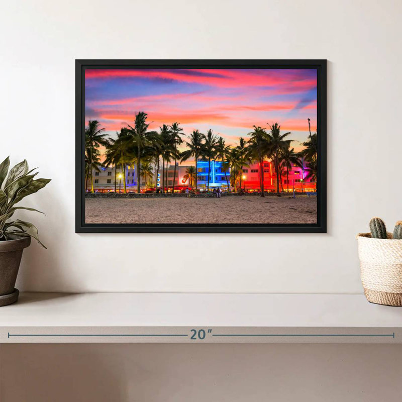 Miami Beach, États-Unis, Cadre flottant noir, 13 po x 9 po