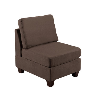 Black Coffee Modular - 3Pc, Linen-Like Fabric Chair With Tough Wood Frame Seat Wooden Construction