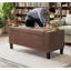Banc de rangement avec repose-pieds avec plateau relevable et pieds en bois d'hévéa
