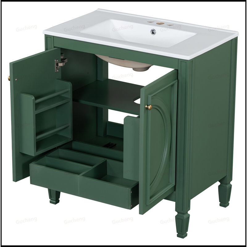 Meuble-lavabo 30 po avec lavabo et tablette, Vert