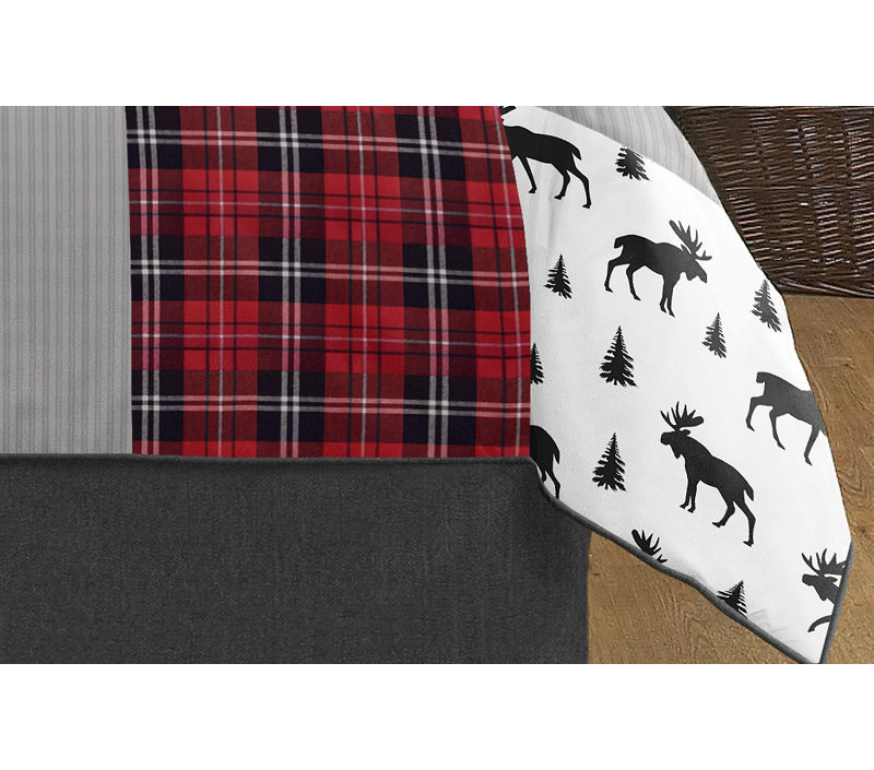 Full Red and Black Reversible Microfiber Kids Comforter Set