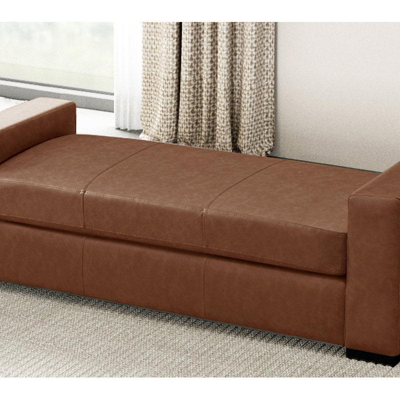 Repose-pieds en similicuir brun élégant et durable, 18.7 " H x 57.7 " L x 21 " D, Brown PU