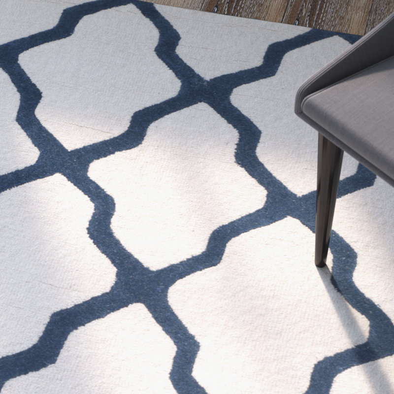 Darbonne Geometric Wool Hand Woven Area Rug, Rectangle 91 x 152cm