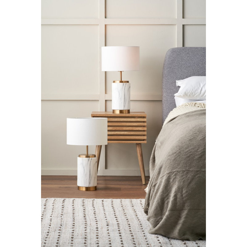 Bellamee Ceramic Table Lamp, Gold, White
