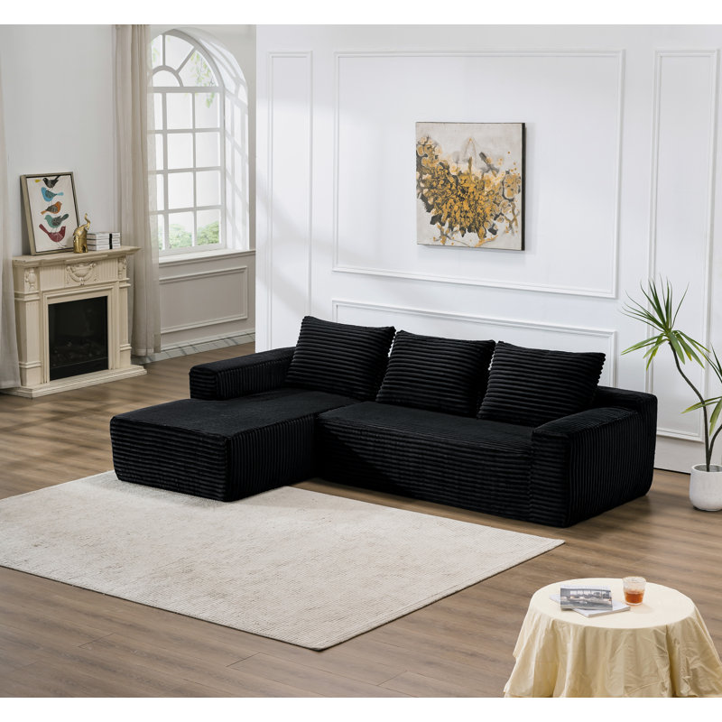 Canapé modulaire en flanelle 106,3 po, Orienté à gauche (vu de face), Nylon noir