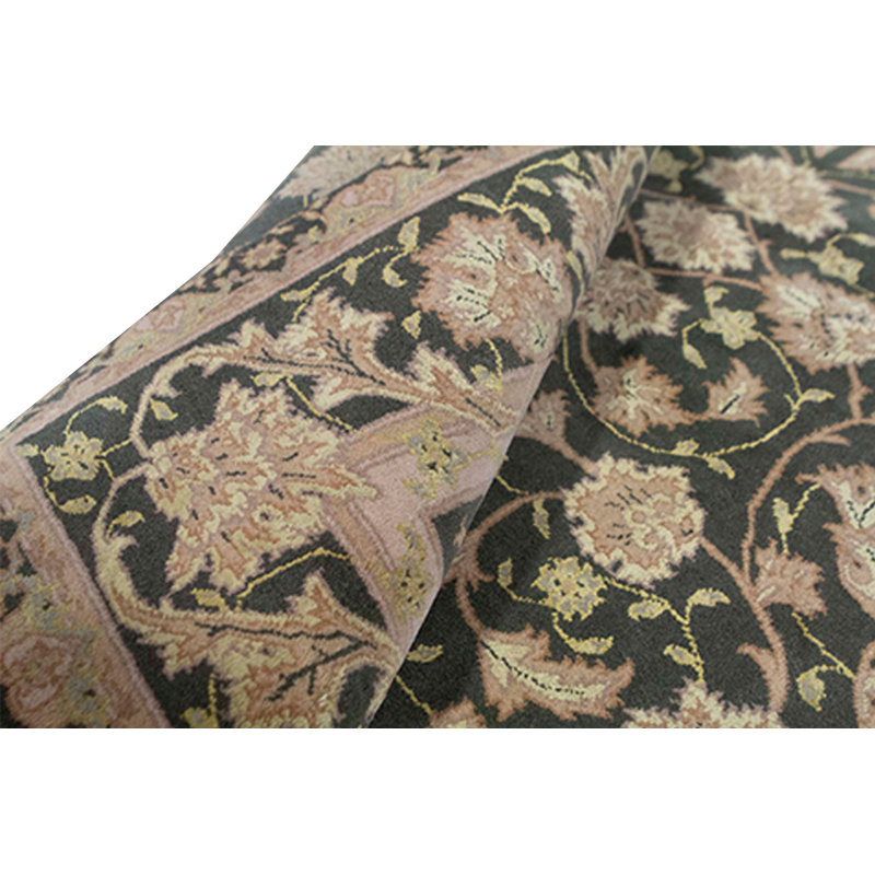 Tapis vert olive de haute qualité noué à la main