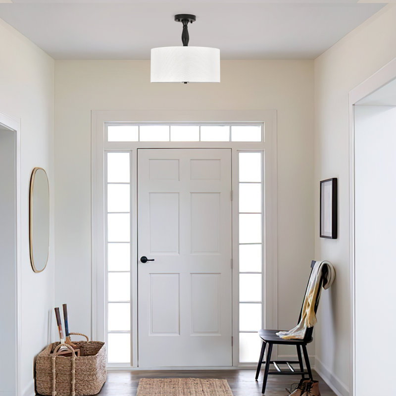 3-light Fabric Semi Flush Mount