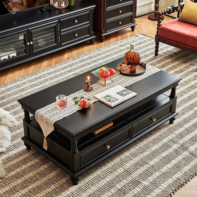 Table basse rétro et classique, H 19,69 po x l 47,24 po x P 27,56 po