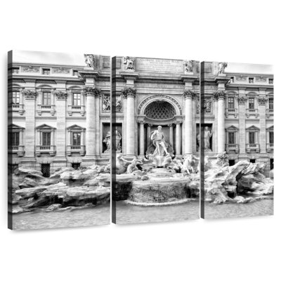 Fontaine Sebbie Trevi en noir et blanc