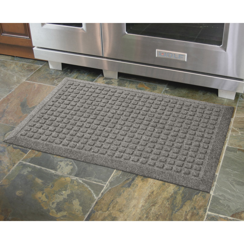 Cheray Modern & Contemporary Solid Color Anti-Fatigue Non-Skid Kitchen Mat, Dark Gray