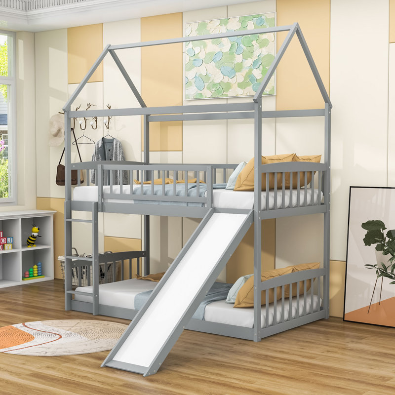 Kimballton Kids Twin Over Twin Bunk Bed, Gray