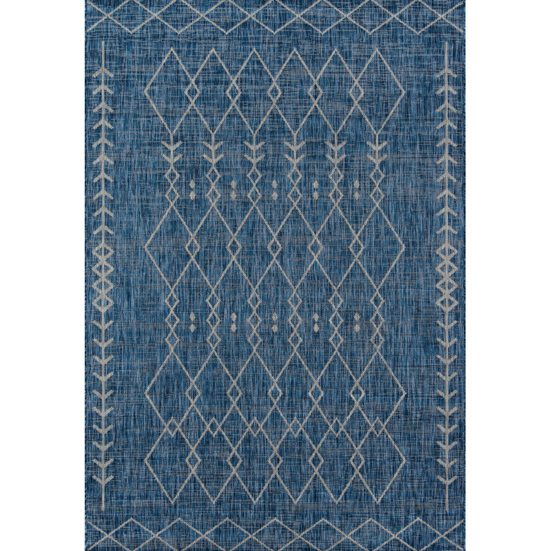 Contemporary Monaco 5'3" x 7'6" Blue Geometric Synthetic Rug