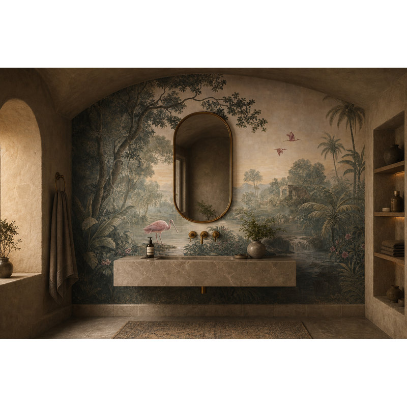 Papier peint décoratif de paysage tropical, 140 po x 108 po, Non-Woven Nonpasted