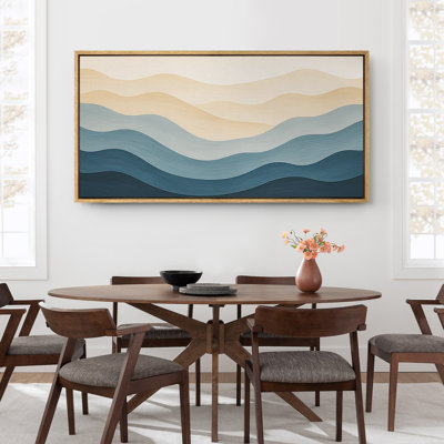 Large Framed Canvas Print Wall Art - Neutral Abstract Landscape Print for Minimalist Modern Wall Decor