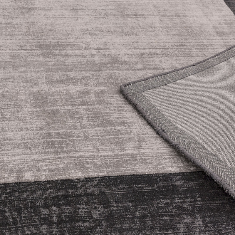 Desrosiers Shinny Bordered Charcoal/Silver Area Rug, Rectangle 120 x 170cm
