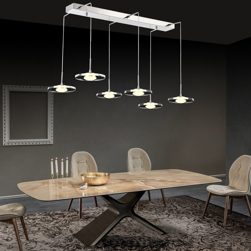 Luminaire suspendu géométrique à 6 lumières DEL pour îlot de cuisine