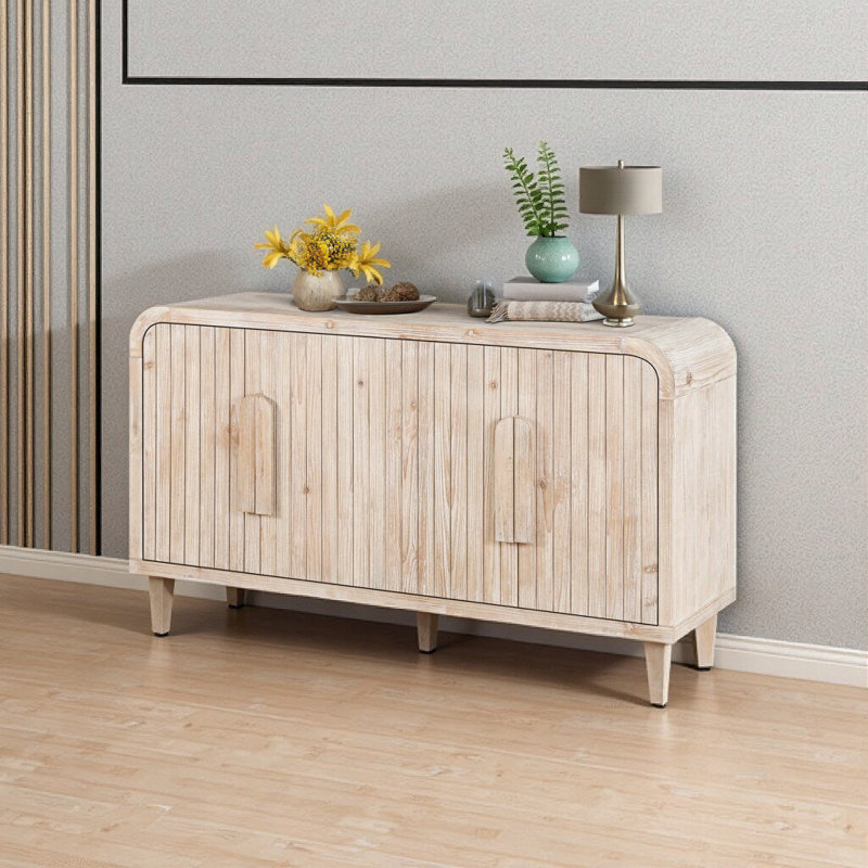 Buffet 59 "Farmhouse Curved Vintage Buffet, Blanc antique