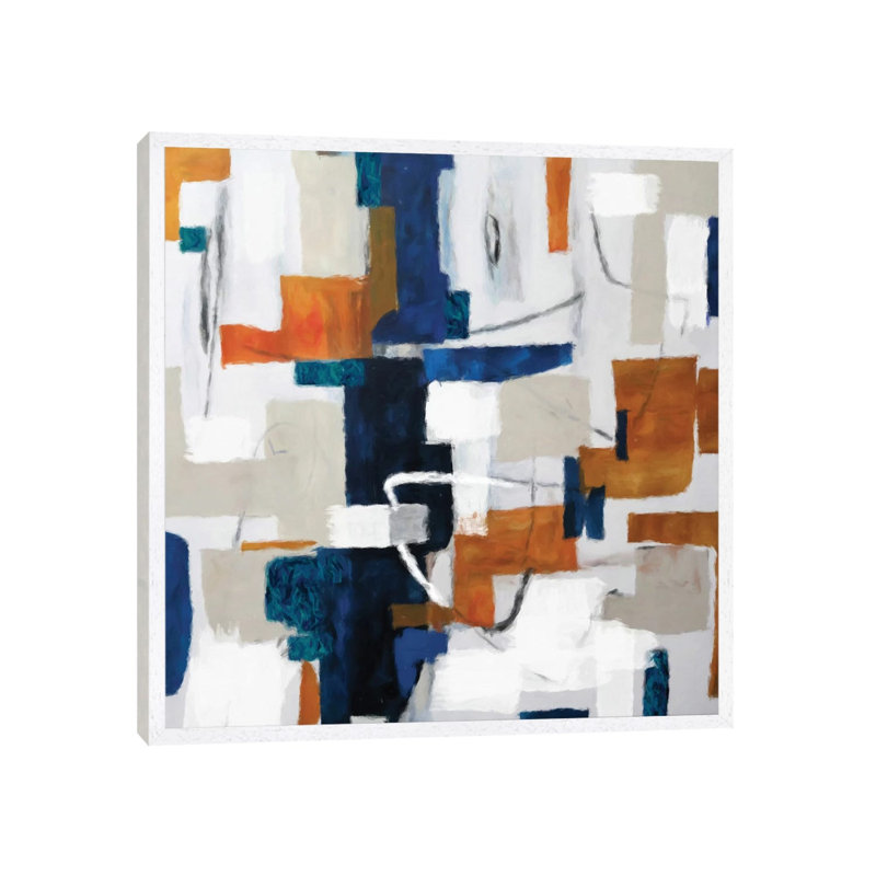 Alegra VII by Radiana Christova - Painting on Canvas, 45.72 cm H x 45.72 cm W, White Framed