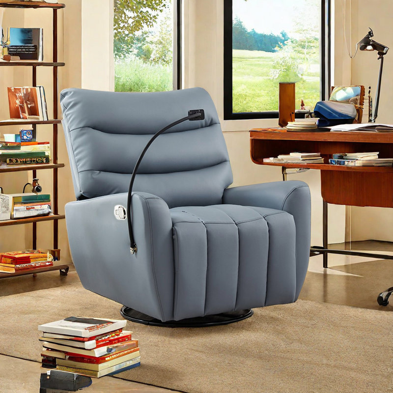 Thella Swivel Recliner, Light Blue