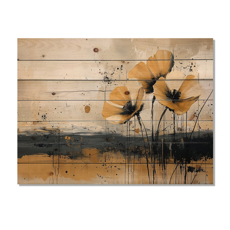 Minimalisme, désert, fleur d'œillets I - décoration murale en bois d'œillets - sur bois de pin naturel