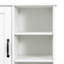 Armoire de buanderie avec portes et tablette, panier à linge inclinable, plusieurs espaces de rangement, style autoportant, tablette ouverte, tablette réglable, blanc