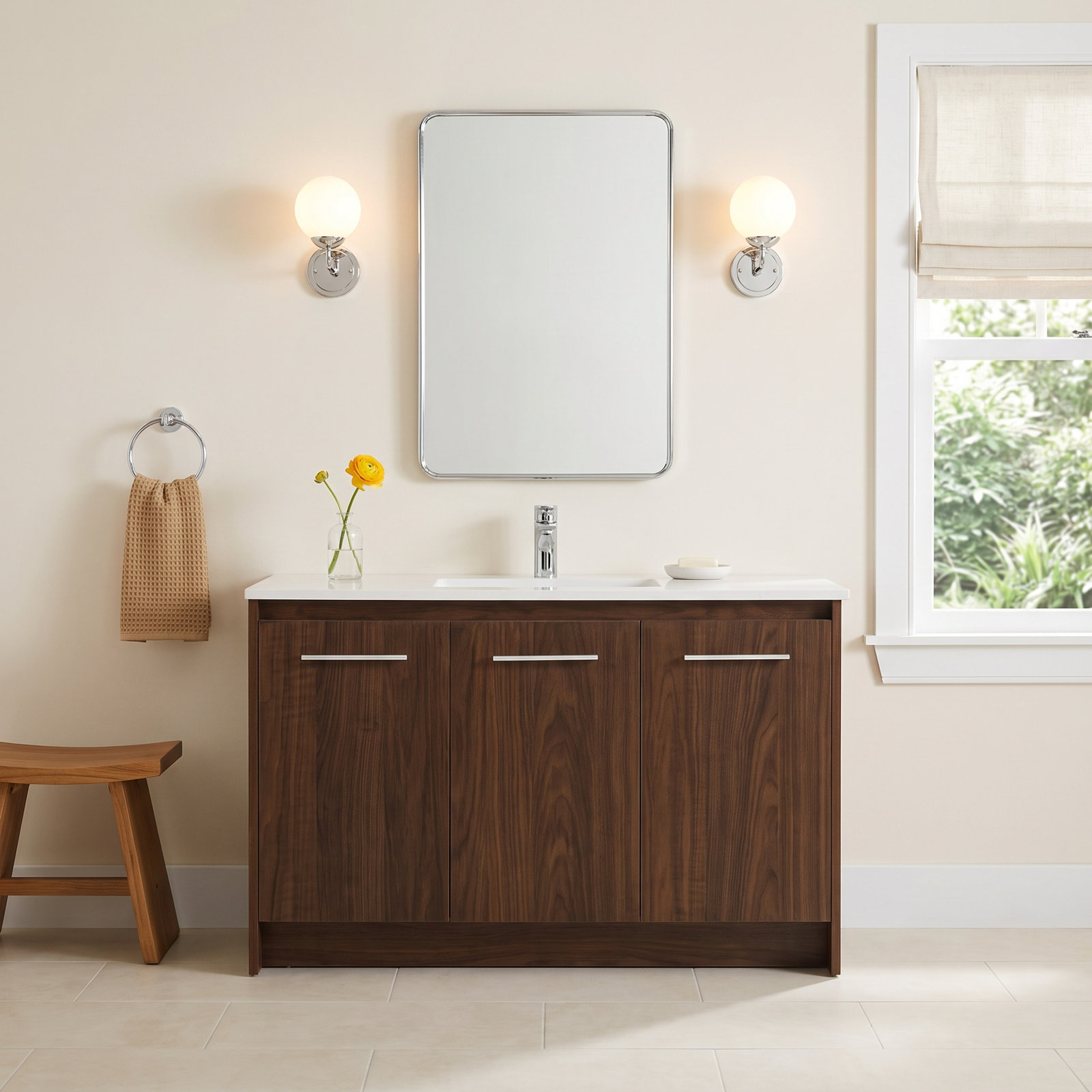 Goodfellow 39.76'' Single Bathroom Vanity, Walnut