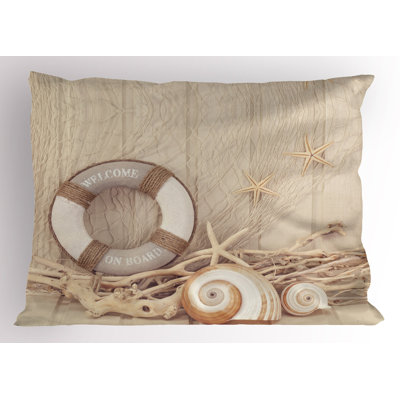 Pillowcase, wooden sepia, tan beige white