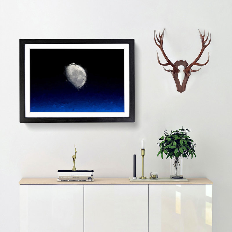 Close up of the Moon in Abstract - Picture Frame Graphic Art Print, Black Framed, 27cm H x 36cm W x 2cm D
