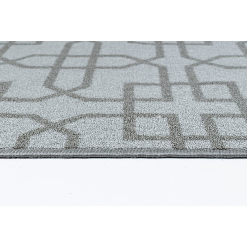 Faiqah Non-Slip Geometric Indoor Doormat, Rectangle 57 x 90cm , Silver