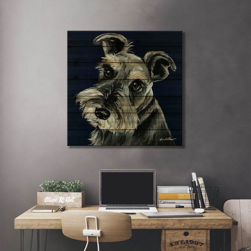 Schnauzer bleu marine par Hippie Hound Studios - peinture sur bois sans cadre