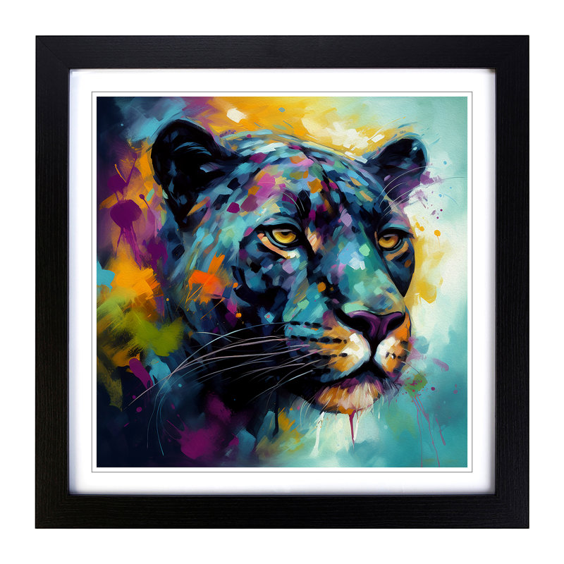Panther Abstract Art No.1 - Framed Print, Black