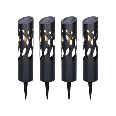 Matte Black Low Voltage Solar Powered Integrated LED Steel Bollard Light Pack