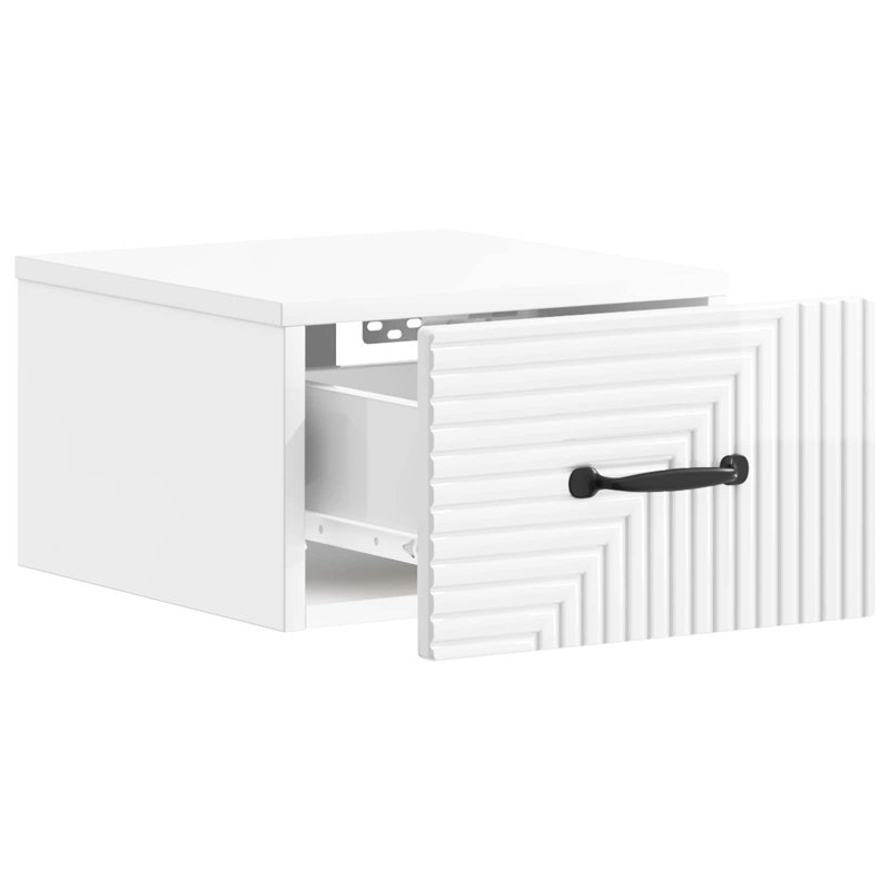 34.5cm W Manufactured Wood Bedside Table, High Gloss White