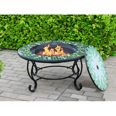 Filipina Round Cast Iron Smokeless Fire Pit Table with Lid