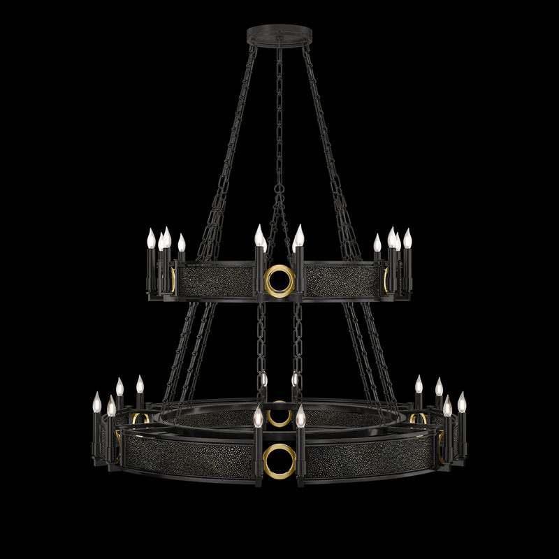 Mirage 24 - Light Chandelier, Black Knight/Matte Black/Brass