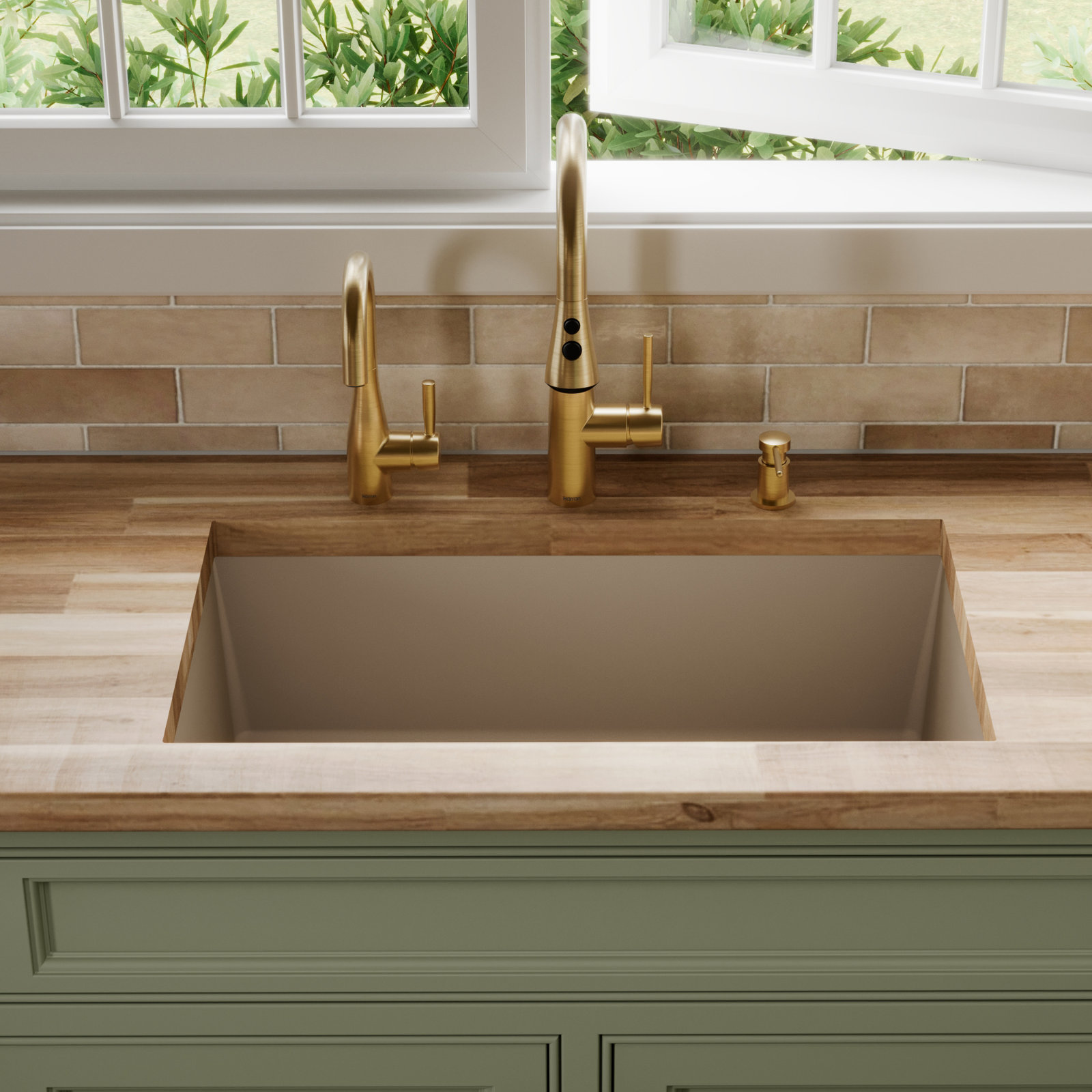 32" Undermount Quartz Composite Sink, Concrete