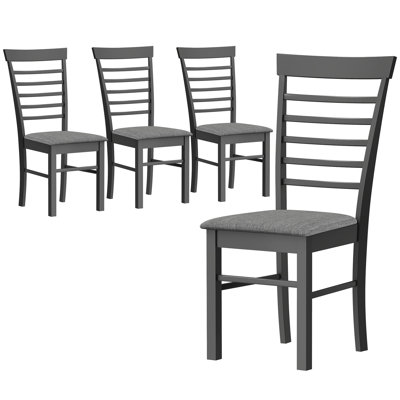 Upholstered Dining Side Chairs Set of 4, Kitchen Chairs with Rubber Wood Frame